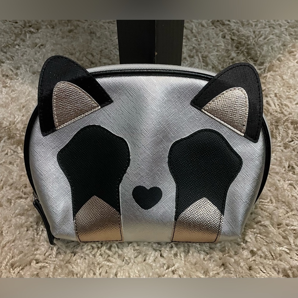 Rare Stella & Max Cat Kitten Cosmetic Make Up Bag Mini Purse Silver Black